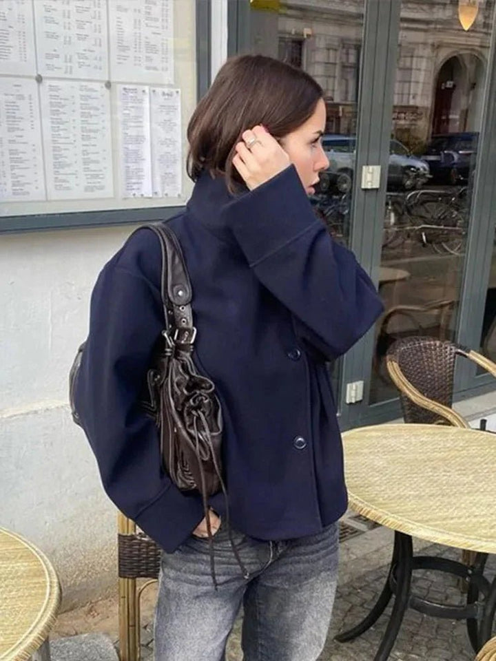 Women's Wool-Effect Stand Collar Jacket