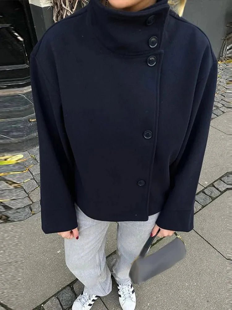 Women's Wool-Effect Stand Collar Jacket