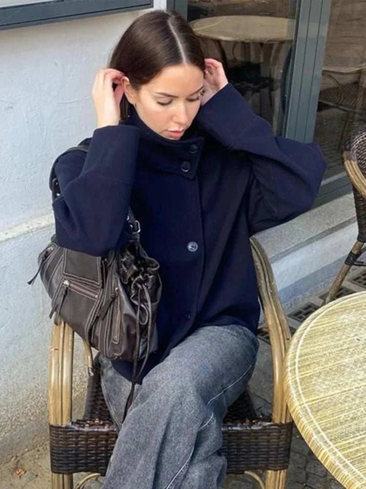 Women's Wool-Effect Stand Collar Jacket