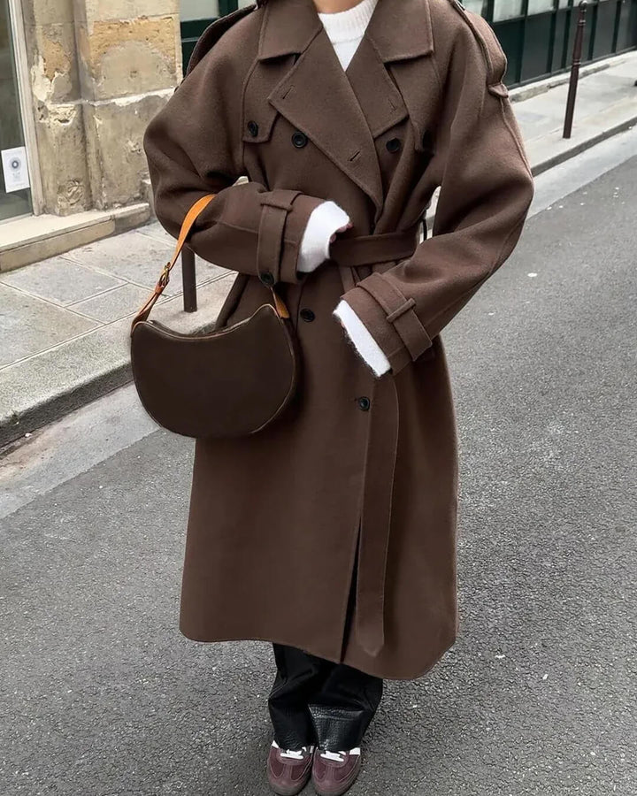 Women's Wool-Effect Double-Breasted Trench Coat