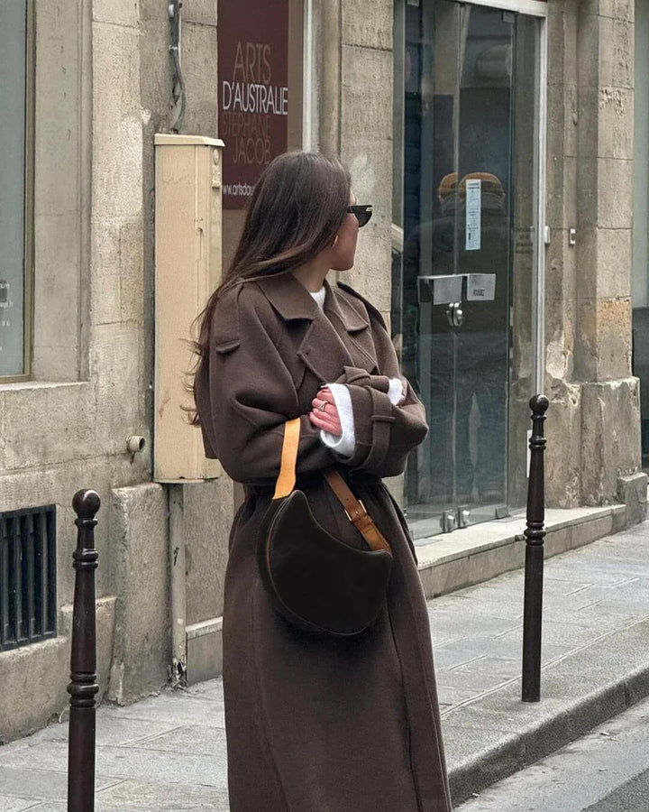 Women's Wool-Effect Double-Breasted Trench Coat