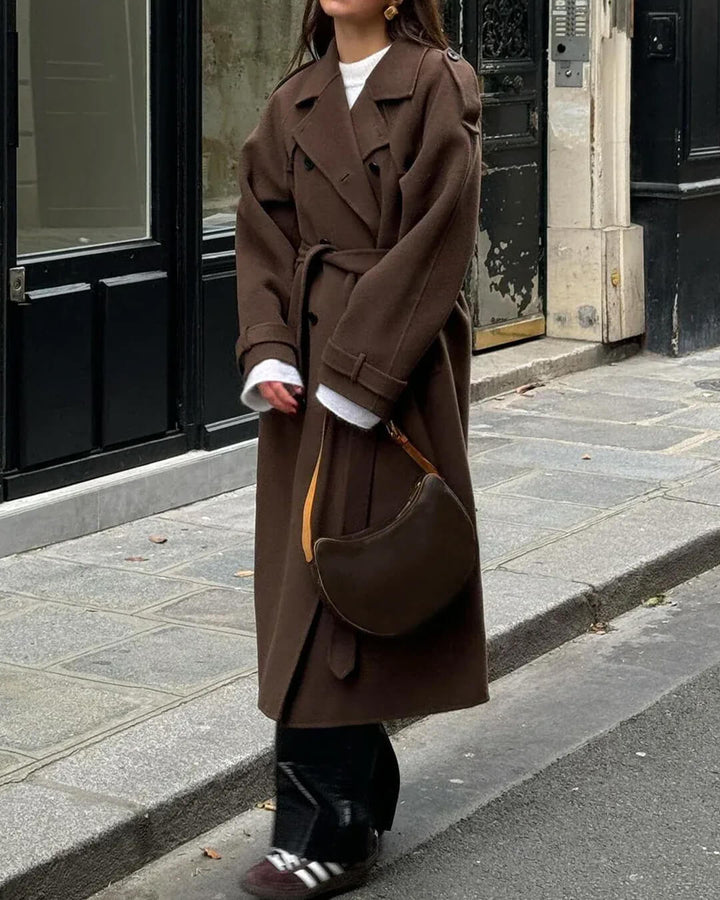 Women's Wool-Effect Double-Breasted Trench Coat