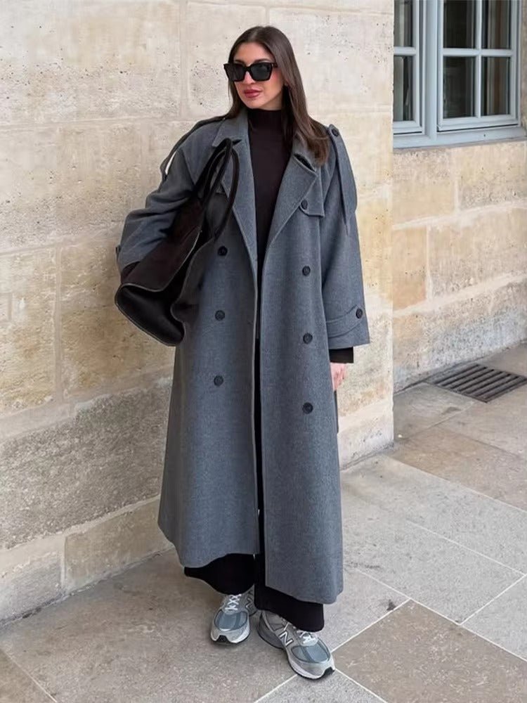 Women's Wool-Effect Double-Breasted Trench Coat