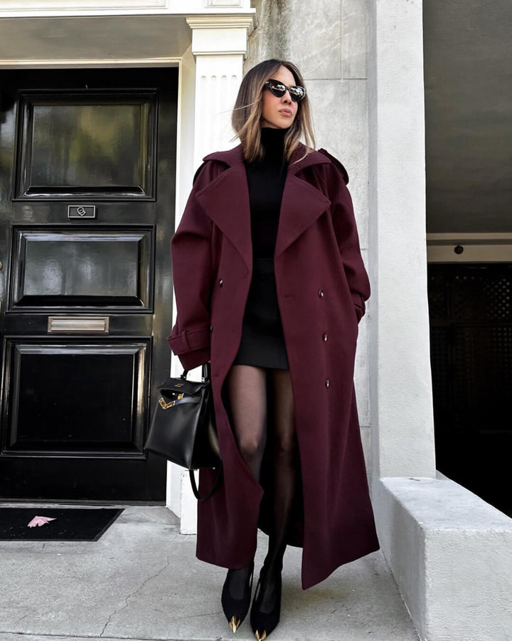 Women's Wool-Effect Double-Breasted Trench Coat