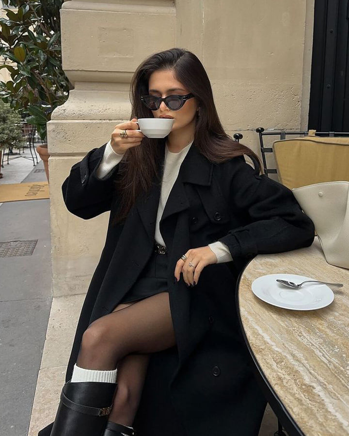 Women's Wool-Effect Double-Breasted Trench Coat