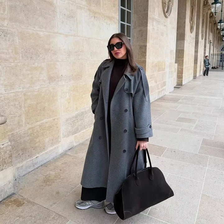 Women's Wool-Effect Double-Breasted Trench Coat