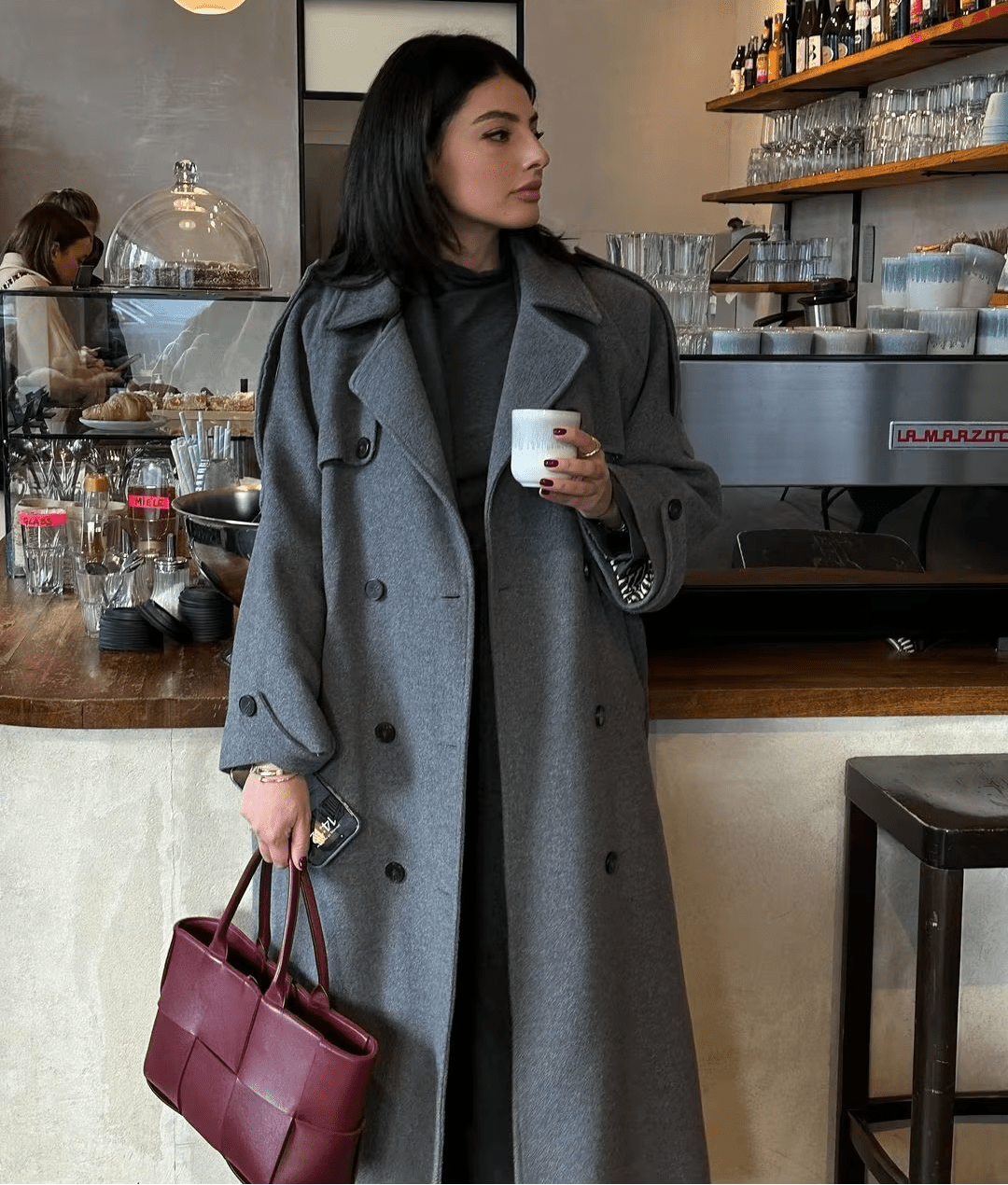 Women's Wool-Effect Double-Breasted Trench Coat