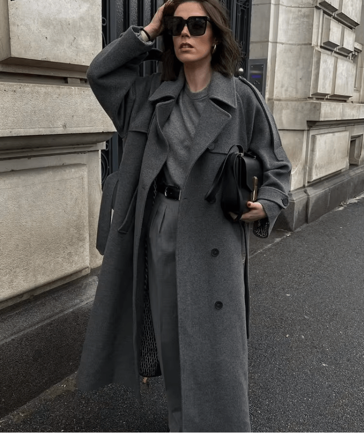 Women's Wool-Effect Double-Breasted Trench Coat