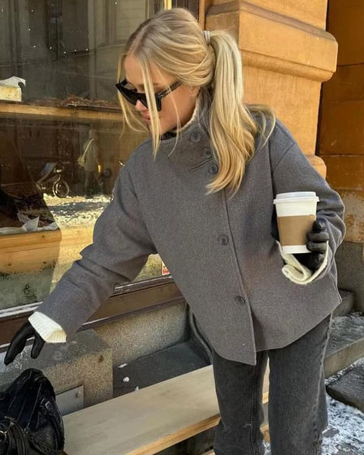 Women's Wool-Effect Stand Collar Jacket