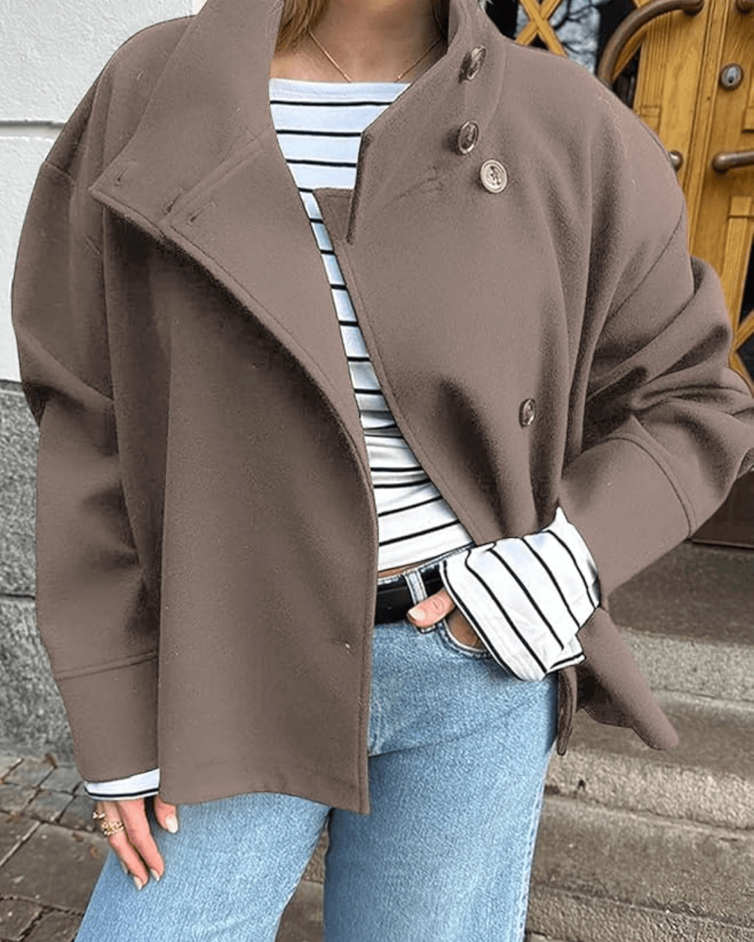 Women's Wool-Effect Stand Collar Jacket