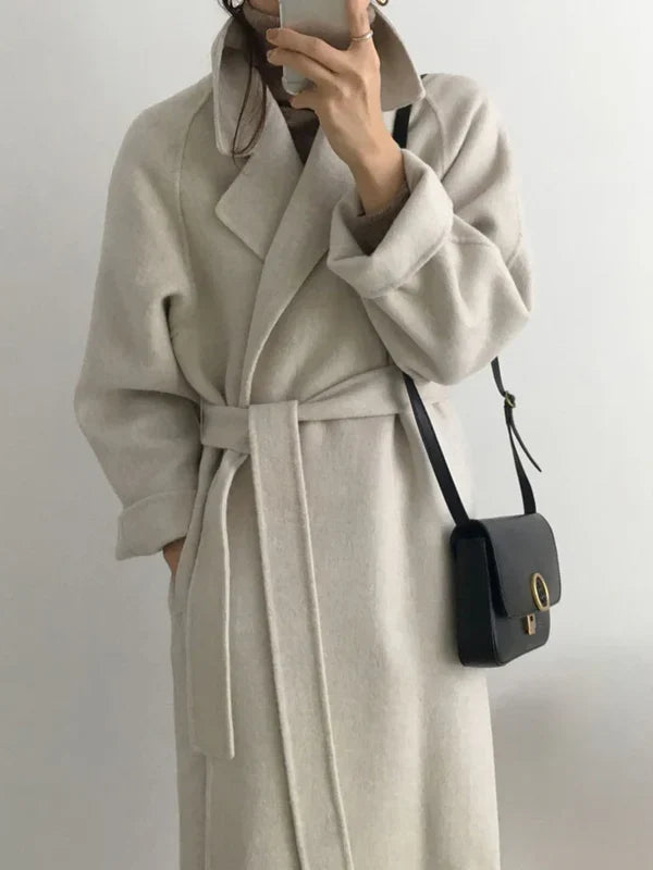 Women's Long Wool-Effect Wrap Coat