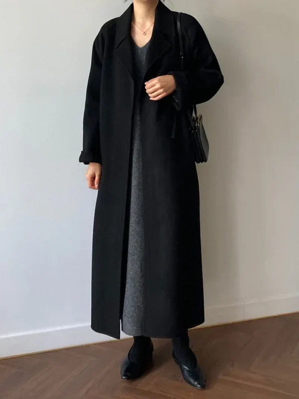 Women's Long Wool-Effect Wrap Coat