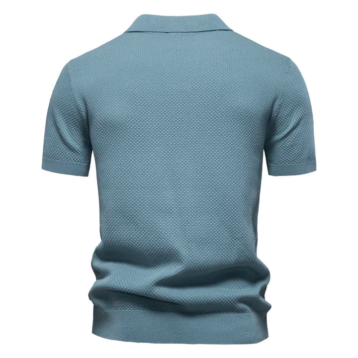 Open-Collar Pointelle Knit Polo