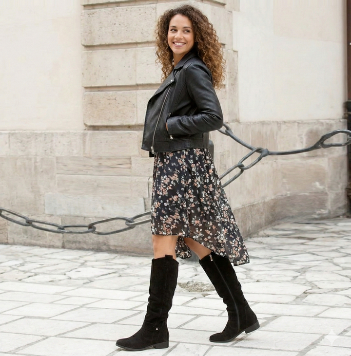 Women's Suede Slouch Knee High Boots