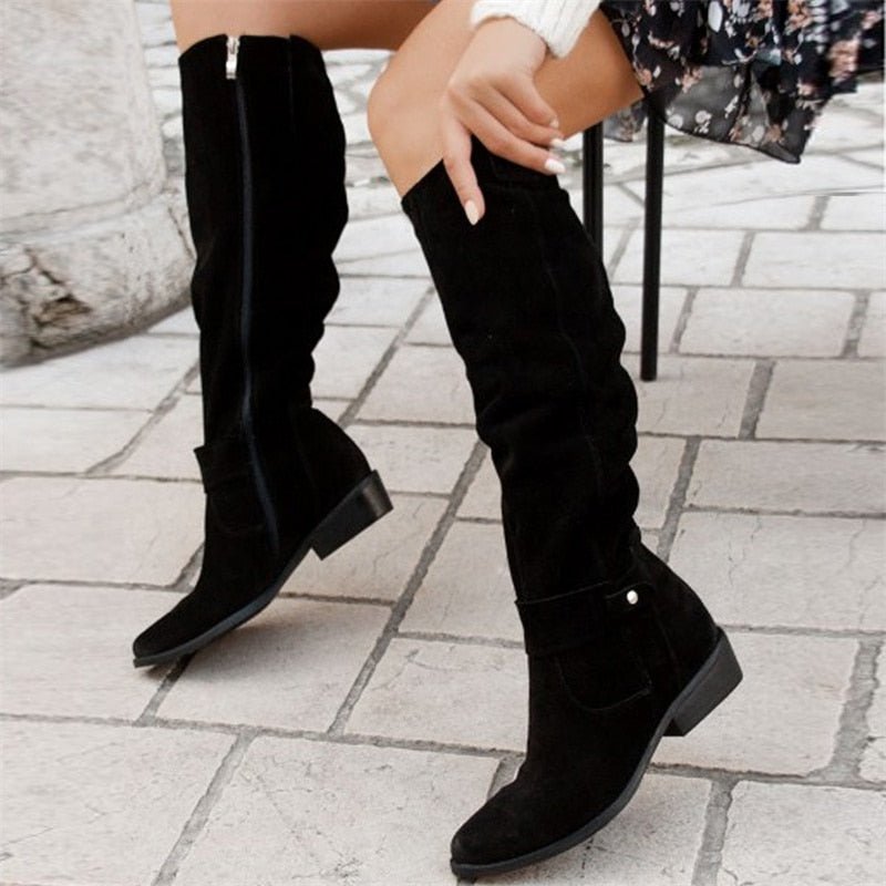 Women's Suede Slouch Knee High Boots