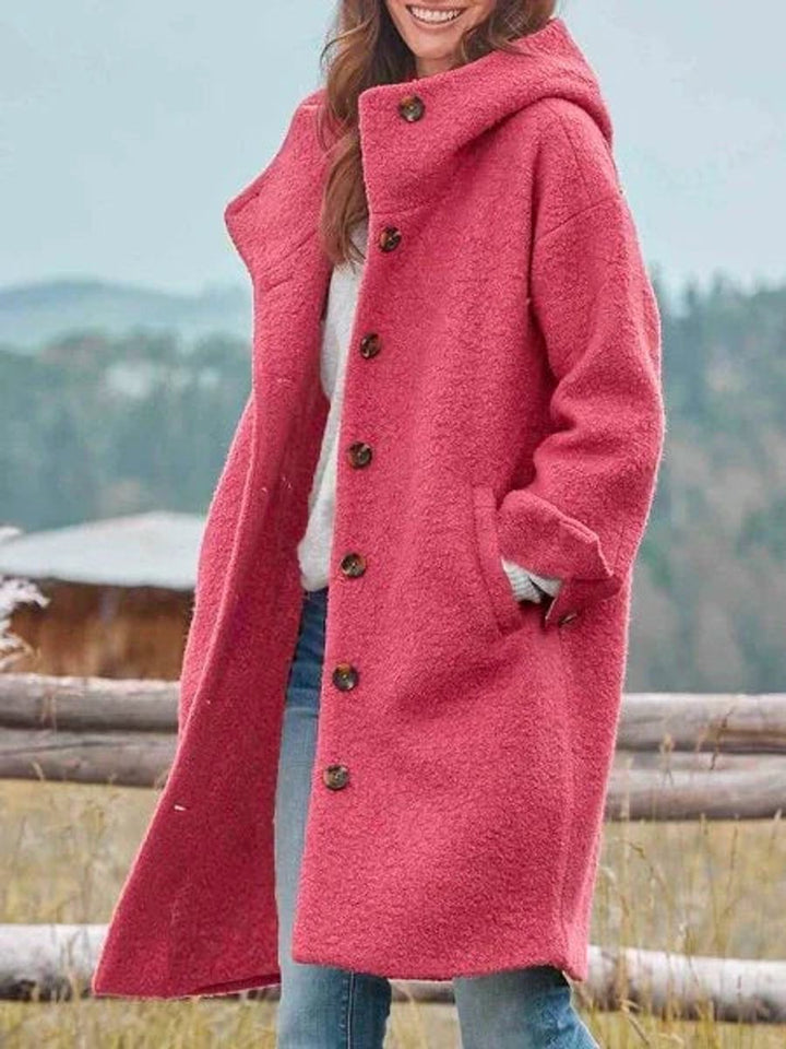 Women's Longline Hooded Button-Front Coat