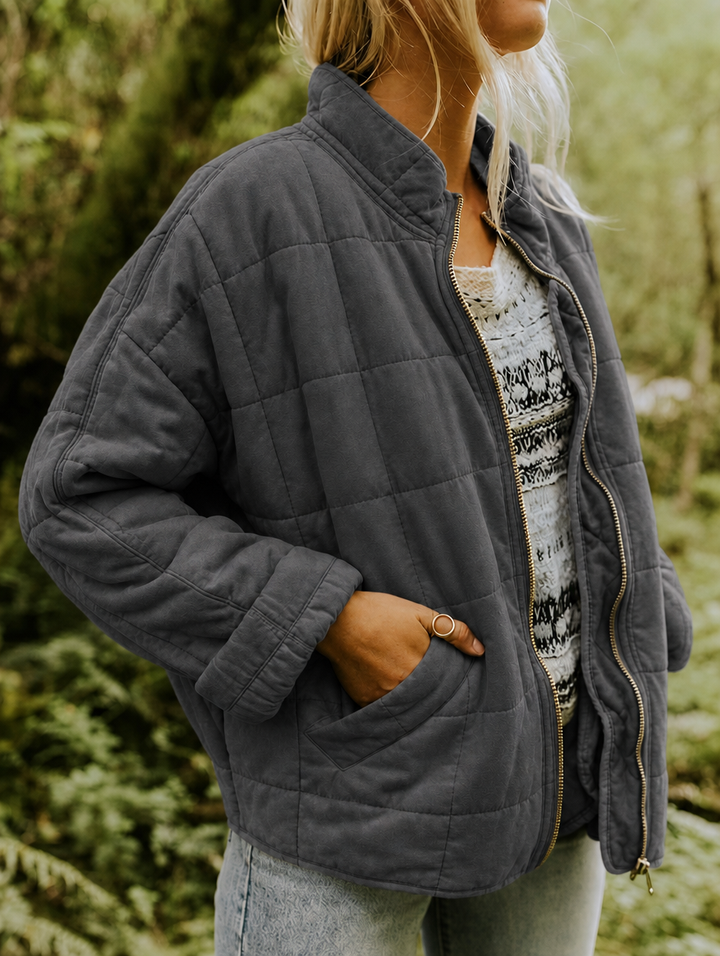 Women's Oversized Quilted Zip-Up Jacket