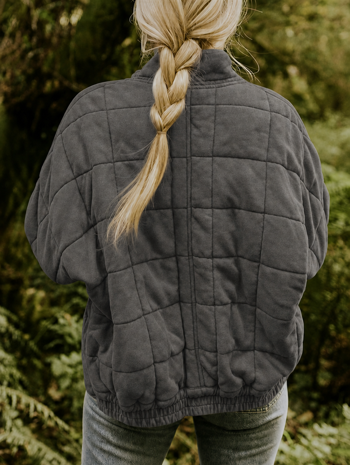 Women's Oversized Quilted Zip-Up Jacket