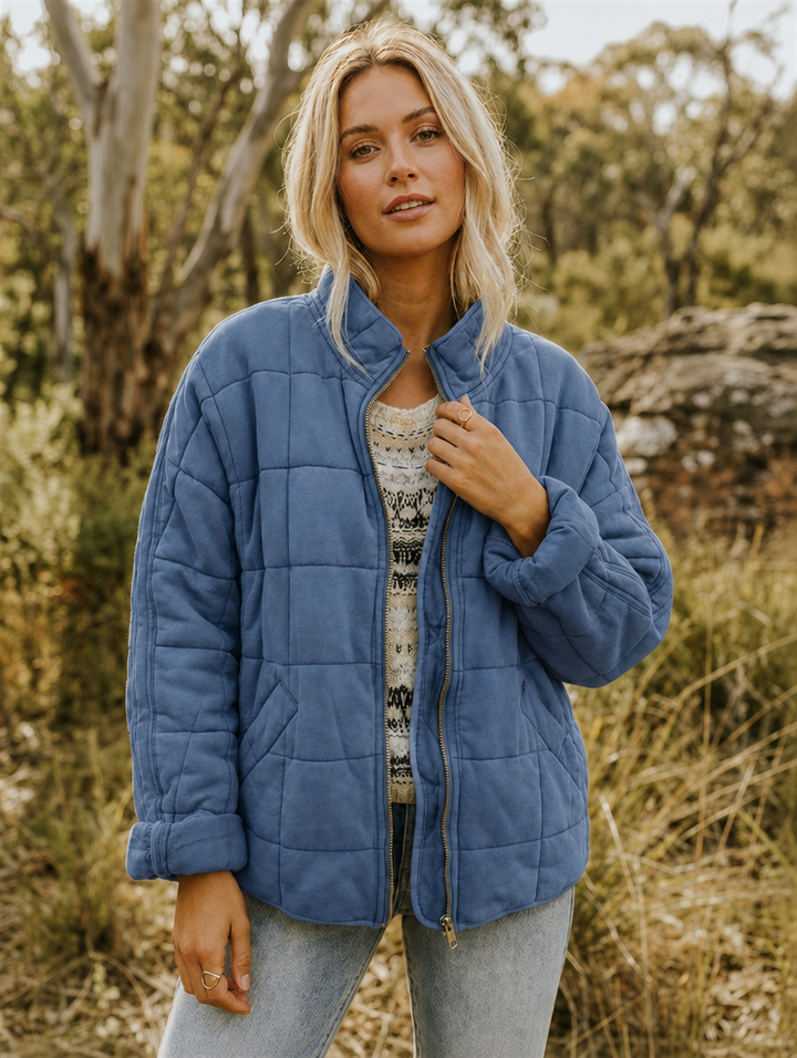 Women's Oversized Quilted Zip-Up Jacket