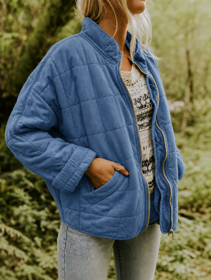 Women's Oversized Quilted Zip-Up Jacket