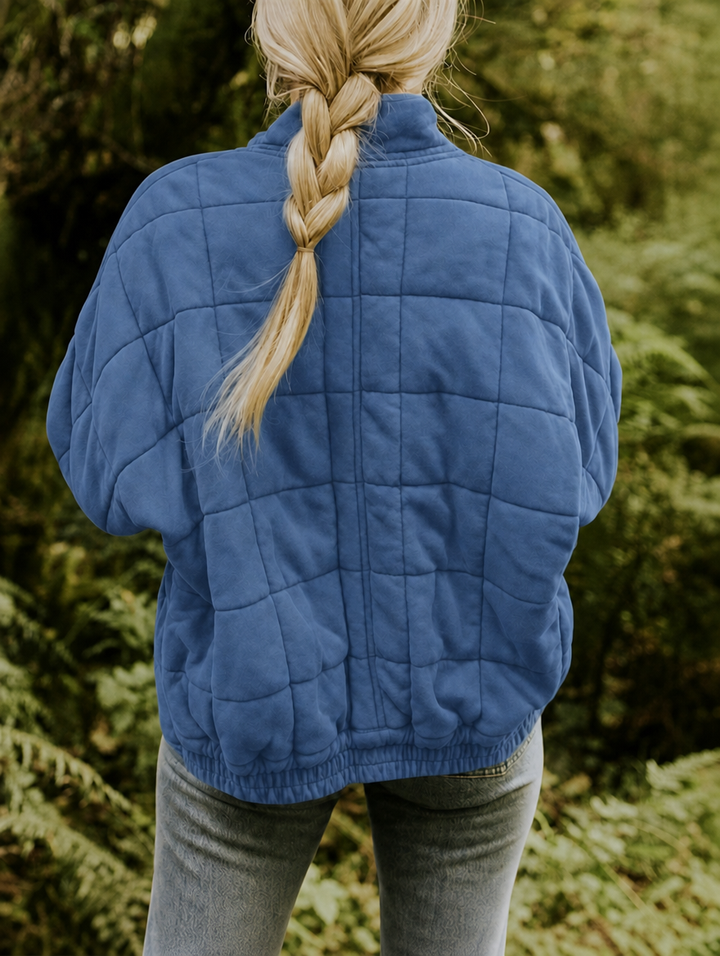 Women's Oversized Quilted Zip-Up Jacket