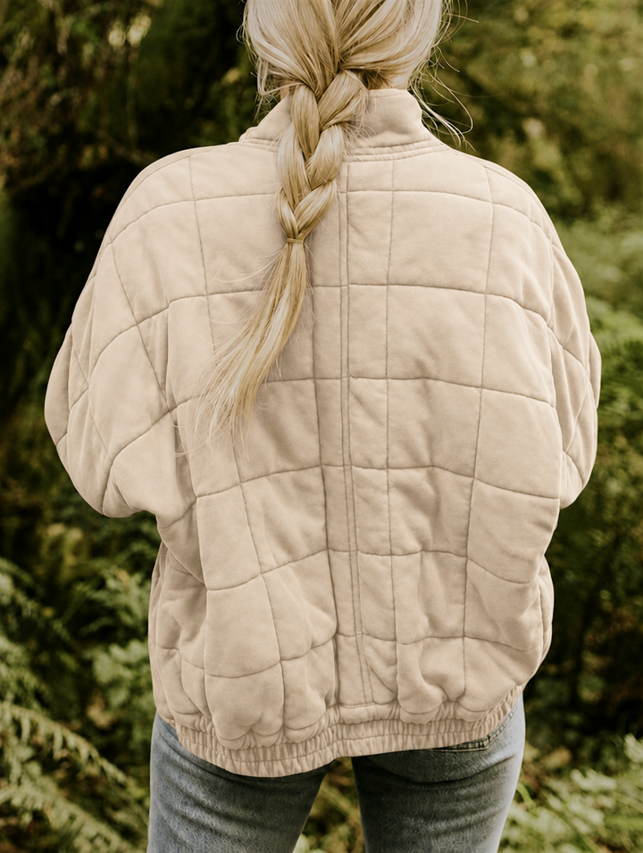 Women's Oversized Quilted Zip-Up Jacket