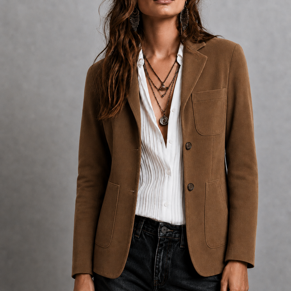 Women's Suede Patch Pocket Blazer