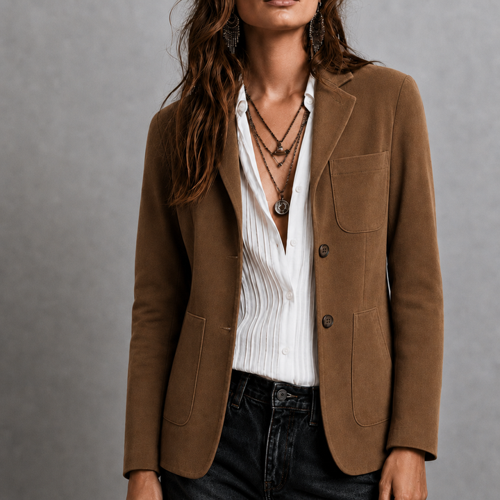 Women's Suede Patch Pocket Blazer